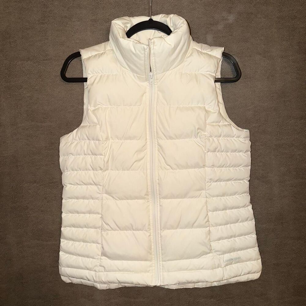 Lands' End Cream Quilted Puffer Vest